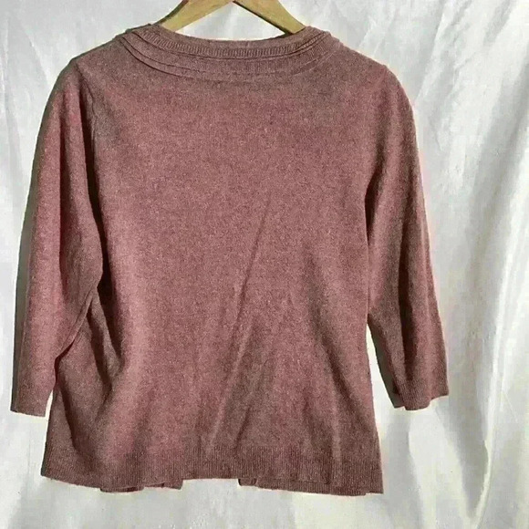 J Jill Sweater Womens Medium Heather Pink Wool and Silk Cardigan Knit - Picture 7 of 10